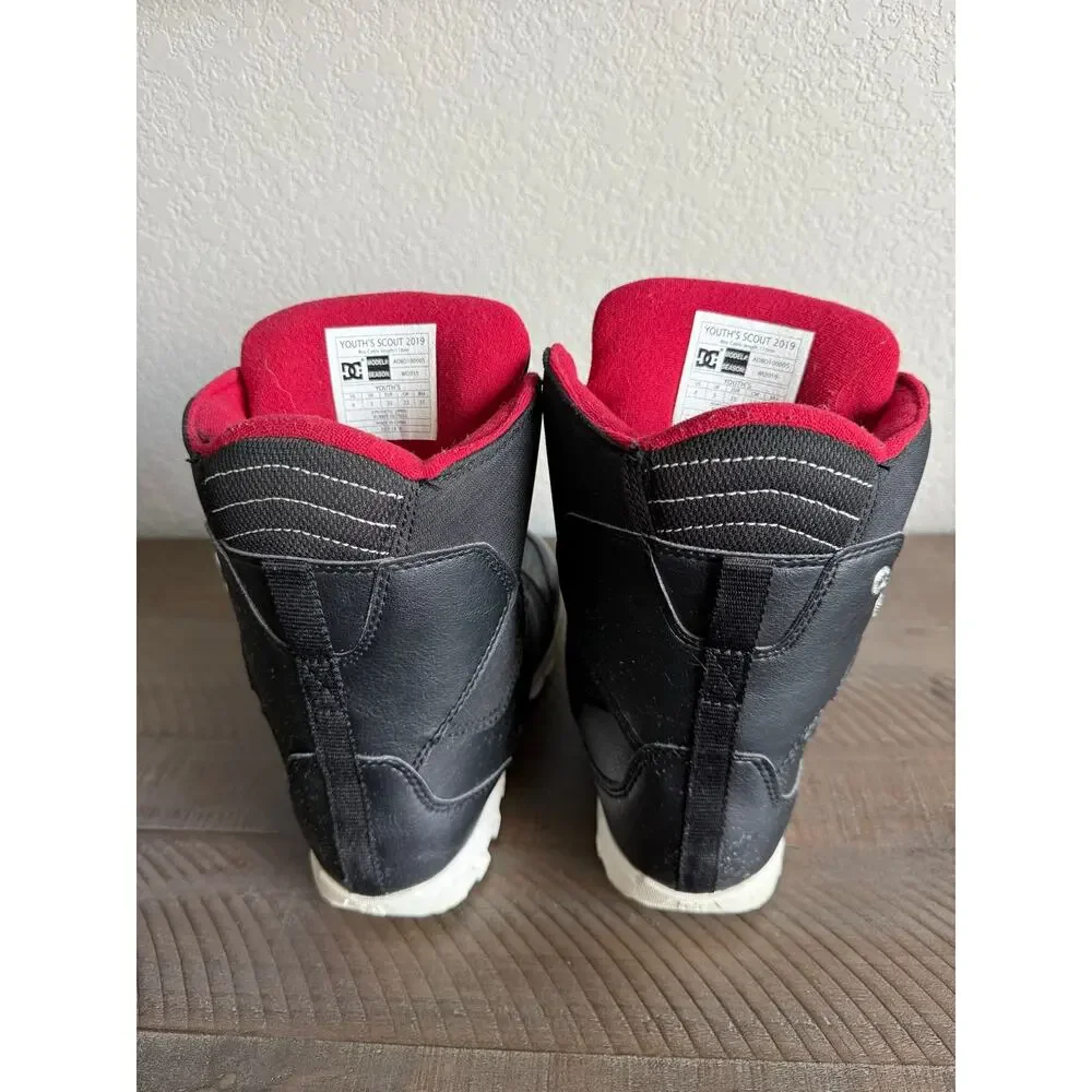 DC Scout Snowboard Boots Kids Youth Size 4 Red Black Winter Grunge